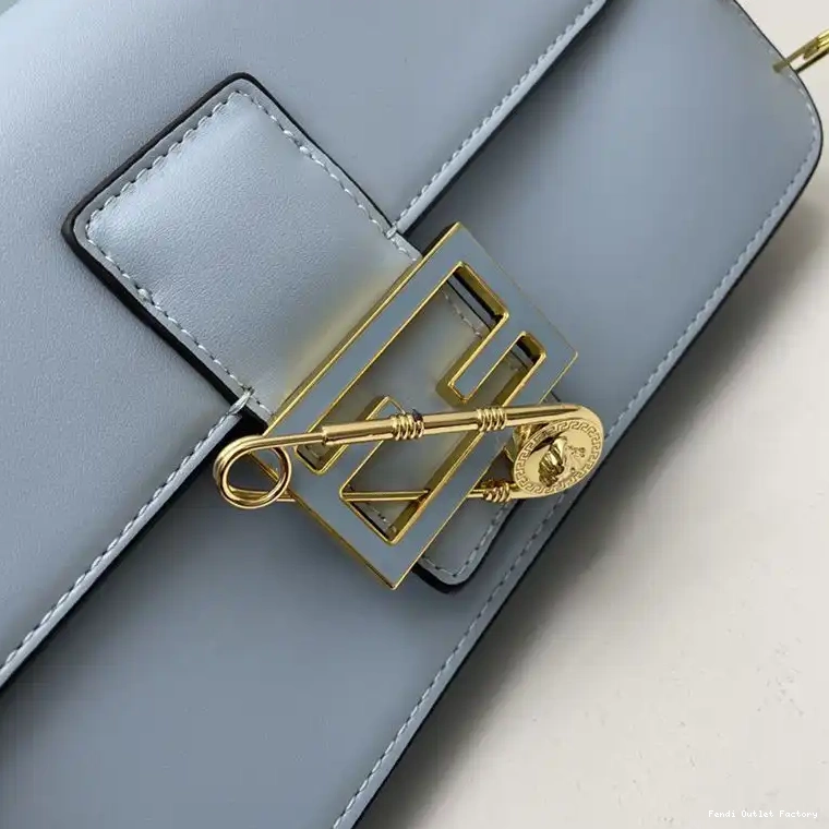 Affordable HOT Pin with Fendi Fendace Blue Baguette Bag Medium Calf In Sky Brooches Leather 0619